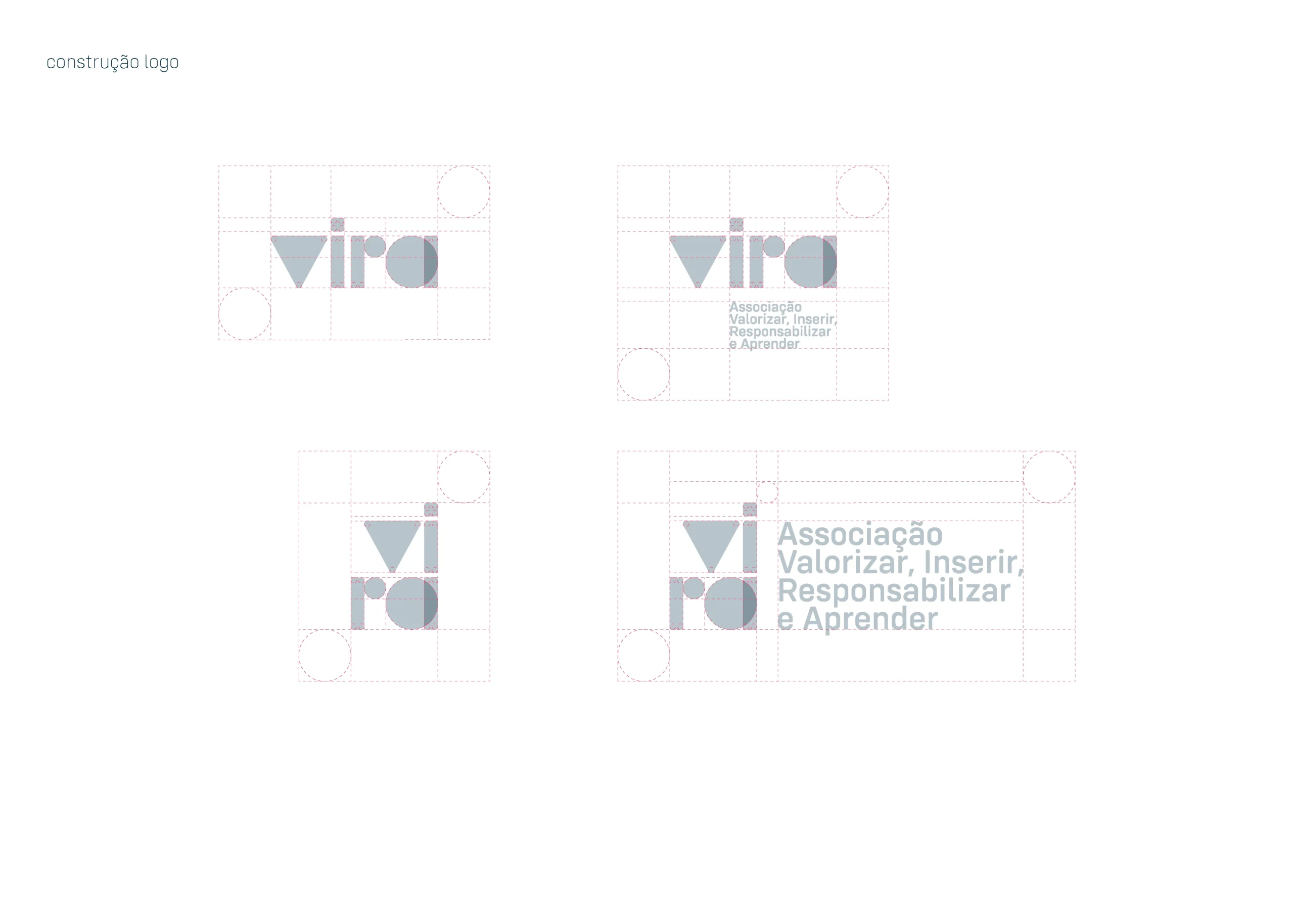 Detail of the construction of the VIRA Association logo, using a design grid to ensure balance and precision, reflecting the brand and design strategy of the Lava dos Açores agency.