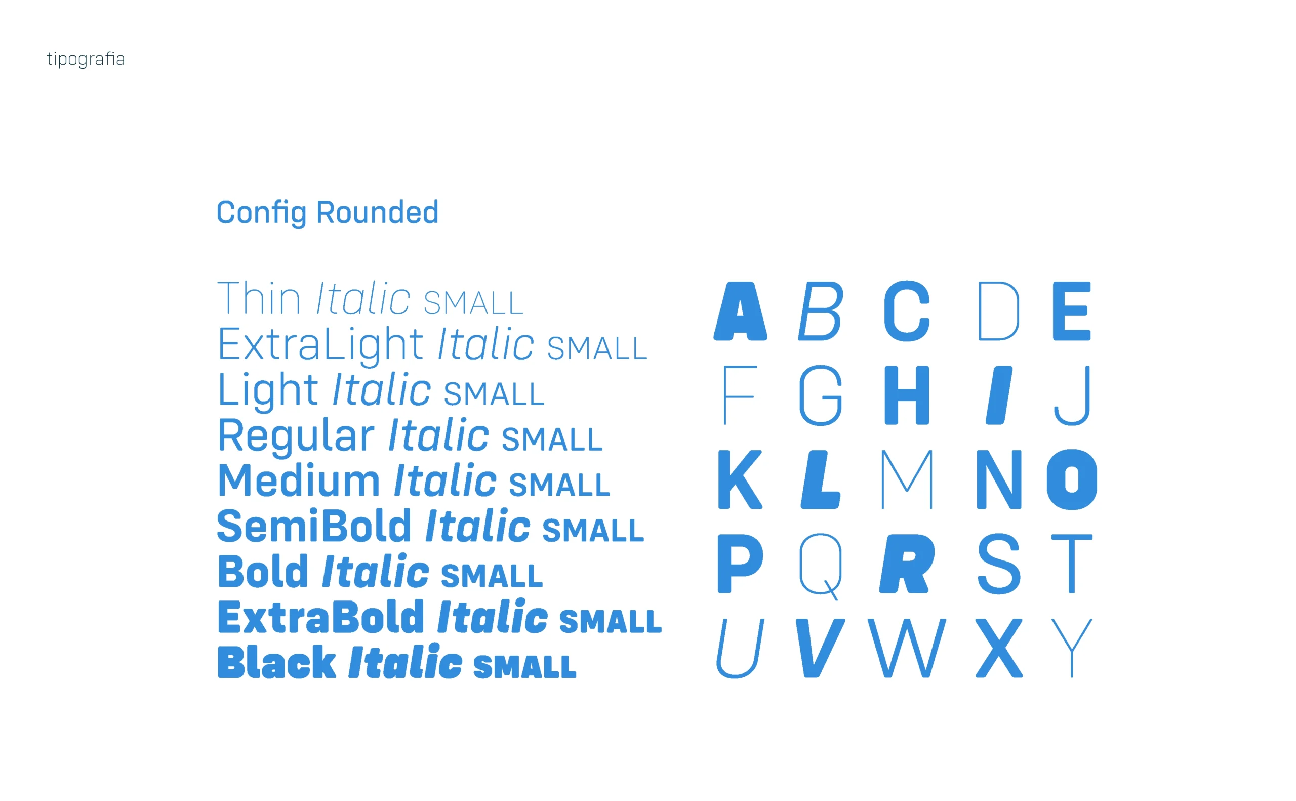 Variety of Config Rounded fonts used in the visual identity of Associação VIRA, showing diversity in weight and style, an integral part of the brand identity developed by Lava.